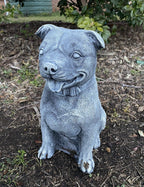 22nice4me Garden Statues medium concrete Staffordshire Bull Terrier dog ornament sitting in a garden bed