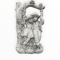 22nice4me Garden Statues concrete boy and girl on a floral swing ornament with tree arch detail in natural white