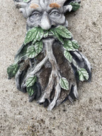 22nice4me Garden Statues concrete tree face wall hanging with green leaf beard and branch details for garden decor