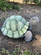 22nice4me Garden Statues hand-painted concrete turtle ornament with a green shell, suitable for outdoor garden decor.