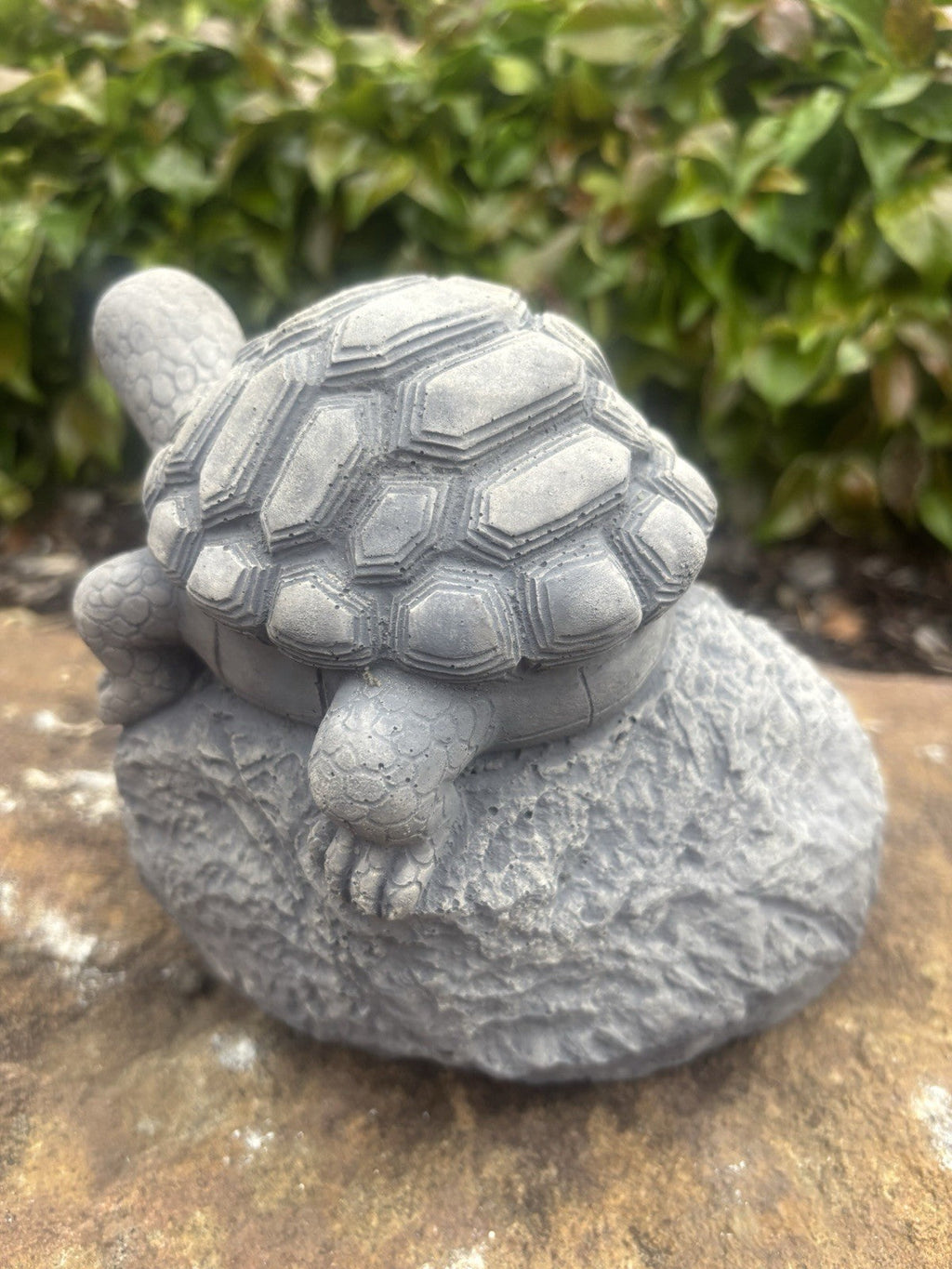 22nice4me Garden Statues concrete turtle ornament with a textured shell resting on a rock base for outdoor decor