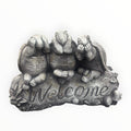 22nice4me Garden Statues concrete three wise turtles ornament with a rustic grey stone finish and Welcome text