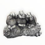 22nice4me Garden Statues concrete three wise turtles ornament with a rustic grey stone finish and Welcome text