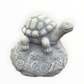 22nice4me Garden Statues concrete turtle ornament with a textured shell and Welcome sign on a rock-style base