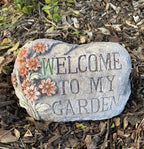 22nice4me Garden Statues concrete Welcome to my garden plaque with hand-painted daisy flowers for outdoor decor