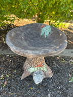 22nice4me Garden Statues concrete wombat bird bath with detailed tree trunk base and natural grey finish in a garden