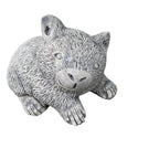 22nice4me Garden Statues Australian wombat ornament made from hand-painted grey concrete with a tilted head.