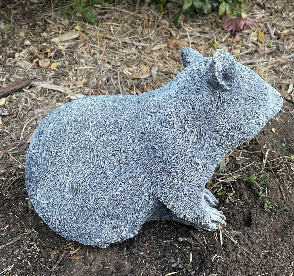 22nice4me Garden Statues hairy nose wombat ornament made of hand-painted grey concrete for outdoor garden decor