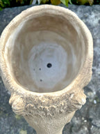Top view of 22nice4me Garden Statues concrete wombat planter with textured finish and drainage hole