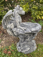 22nice4me Garden Statues concrete dragon bird bath with hand-painted stone texture for garden decor
