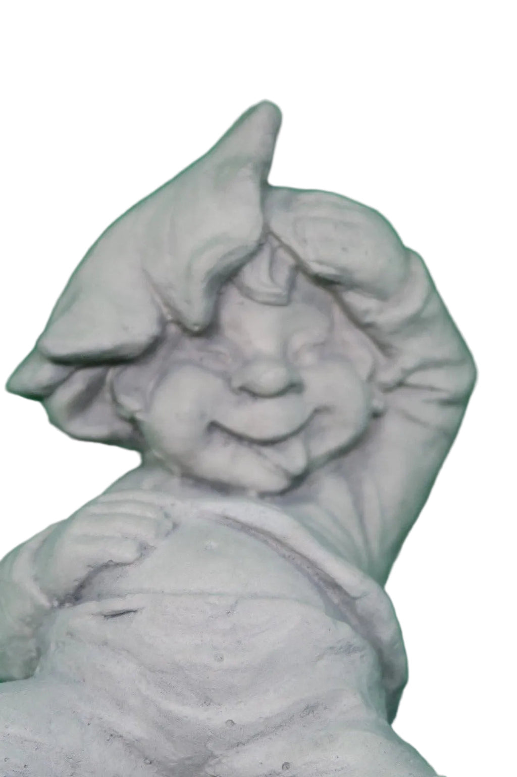 22nice4me Garden Statues Garlen elf ornament in grey GRC, featuring a relaxed elf wearing a hat for garden decor.