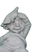 22nice4me Garden Statues Garlen elf ornament in grey GRC, featuring a relaxed elf wearing a hat for garden decor.