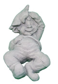 22nice4me Garden Statues Garlen elf ornament in grey GRC, featuring a relaxed elf lying down with a hat.