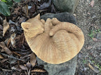 22nice4me Garden Statues ginger tabby cat sleeping statue made of concrete with an antique finish for outdoor decor