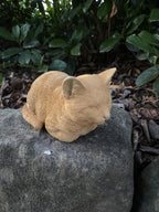 22nice4me Garden Statues hand-painted concrete ginger tabby cat statue sleeping on a garden rock