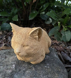 22nice4me Garden Statues ginger tabby sleeping cat concrete memorial garden ornament