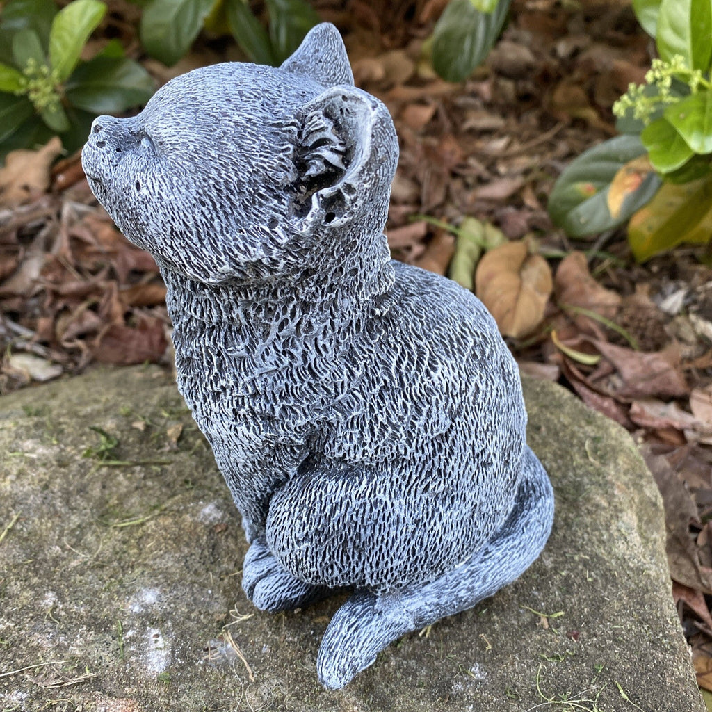 22nice4me Garden Statues grey concrete sitting cat garden ornament with textured hand-painted finish