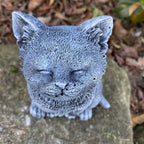 22nice4me Garden Statues grey concrete sitting cat statue with hand-painted details for indoor or outdoor decor