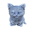22nice4me Garden Statues grey concrete sitting cat statue with a peaceful expression, hand-painted for garden decor.