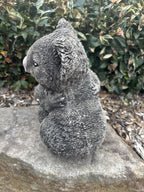 22nice4me Garden Statues grey concrete koala cuddling ornament with detailed fur texture in a garden setting