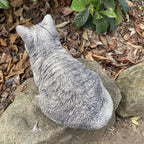 22nice4me Garden Statues grey concrete sleeping cat memorial ornament for outdoor garden decor