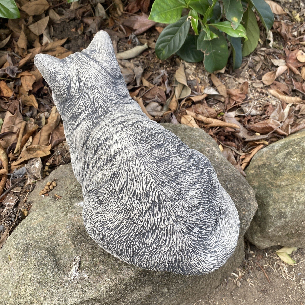 22nice4me Garden Statues grey concrete sleeping cat memorial ornament for outdoor garden decor