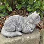 22nice4me Garden Statues grey concrete sleeping cat statue with realistic fur texture for outdoor garden decor