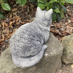 22nice4me Garden Statues grey concrete sleeping cat memorial statue with realistic textured fur finish