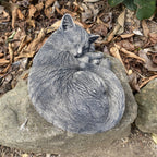 22nice4me Garden Statues grey concrete sleeping kitten memorial statue with realistic hand-painted fur texture