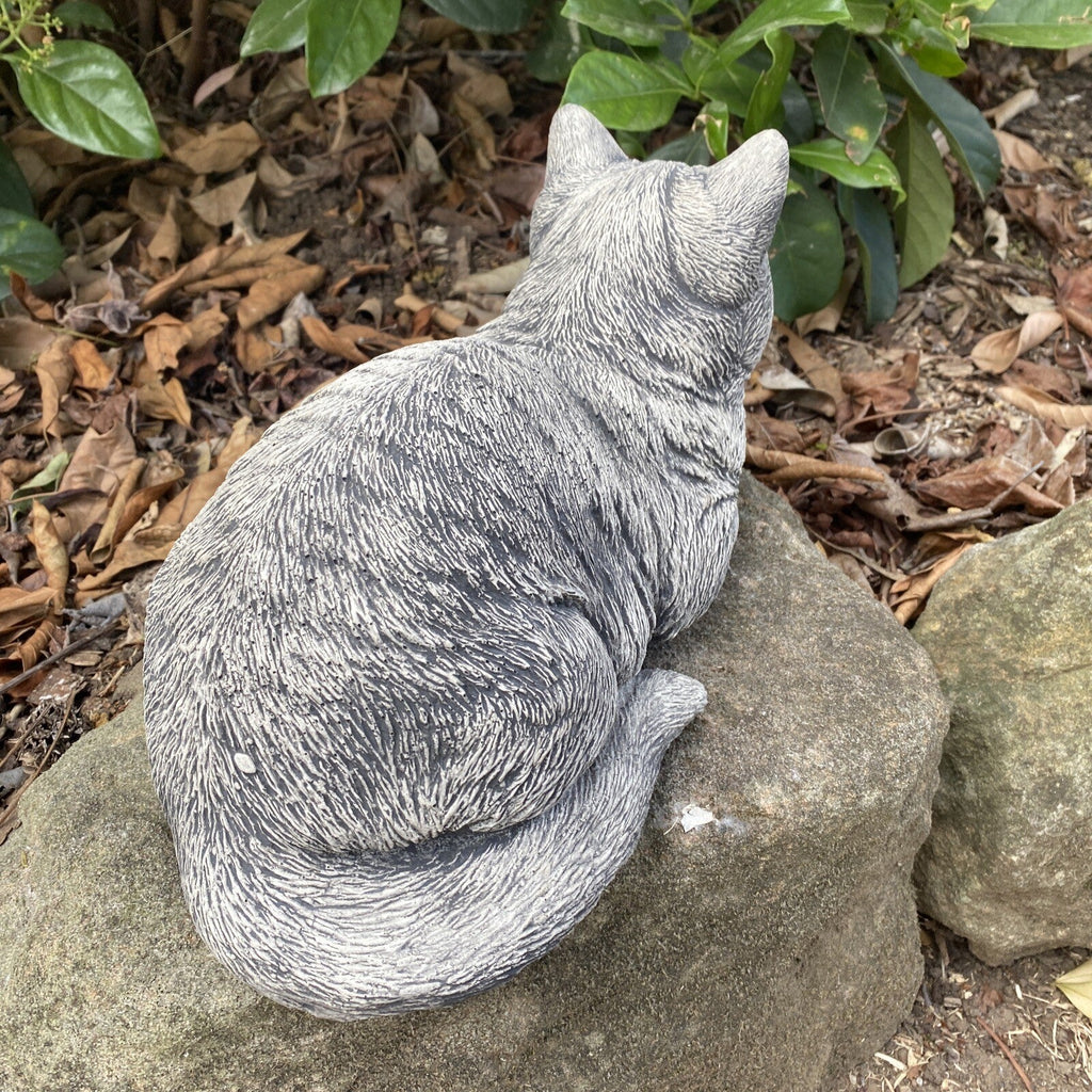 22nice4me Garden Statues hand-painted grey concrete sleeping cat memorial ornament for outdoor garden decor