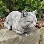 22nice4me Garden Statues grey concrete sleeping cat memorial statue with a realistic hand-painted matt finish