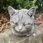 22nice4me Garden Statues sleeping cat memorial statue made of hand-painted grey concrete for outdoor garden decor