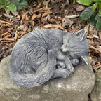 22nice4me Garden Statues grey concrete sleeping kitten statue with realistic fur texture for outdoor garden decor