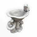 22nice4me Garden Statues grey resin frog bird bath with mushroom details for outdoor garden decor