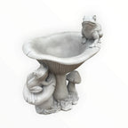 22nice4me Garden Statues grey resin frog bird bath with mushroom details for outdoor garden decor