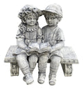 22nice4me Garden Statues concrete Jack and Jill children reading on a bench ornament with hand-painted details