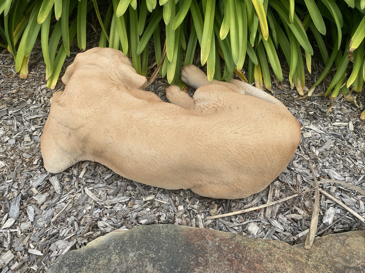 22nice4me Garden Statues golden Labrador puppy laying down resin garden ornament sculpture