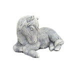 22nice4me Garden Statues hand-painted concrete laying horse ornament with a realistic matt grey finish