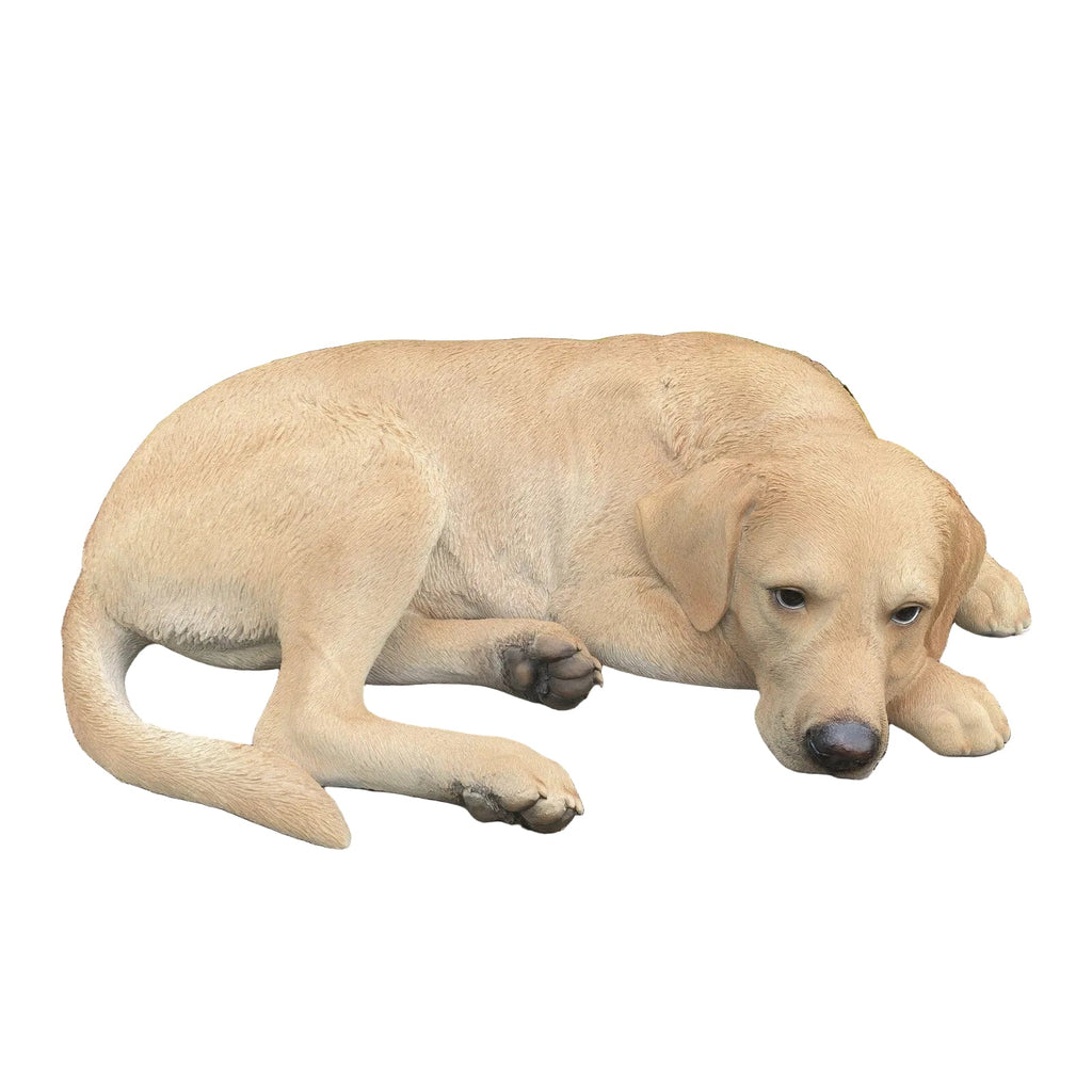 22nice4me Garden Statues hand-painted resin Labrador dog figurine in a resting laying position for garden decor
