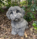 22nice4me Garden Statues concrete Maltese dog ornament with detailed fur texture sitting in a garden bed
