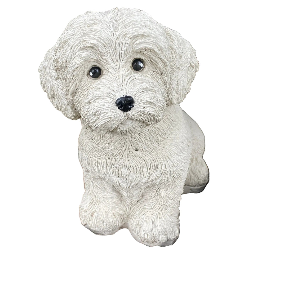 22nice4me Garden Statues Maltese Terrier concrete dog ornament with detailed fur texture and sweet expression