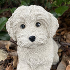22nice4me Garden Statues Maltese Terrier concrete dog ornament with detailed fur texture in a garden setting