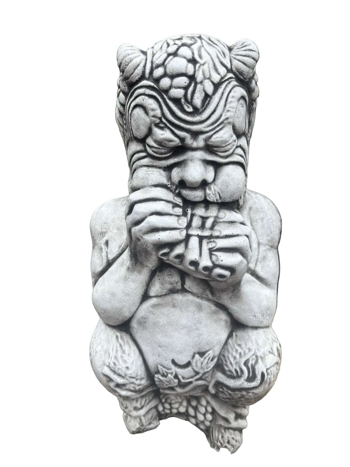 22nice4me Garden Statues concrete Pan statue with an antique finish, depicting the god playing pan pipes.