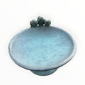 22nice4me Garden Statues blue-green resin bird feeder bowl with three decorative birds perched on the rim
