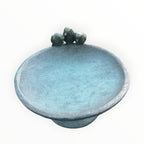 22nice4me Garden Statues blue-green resin bird feeder bowl with three decorative birds perched on the rim