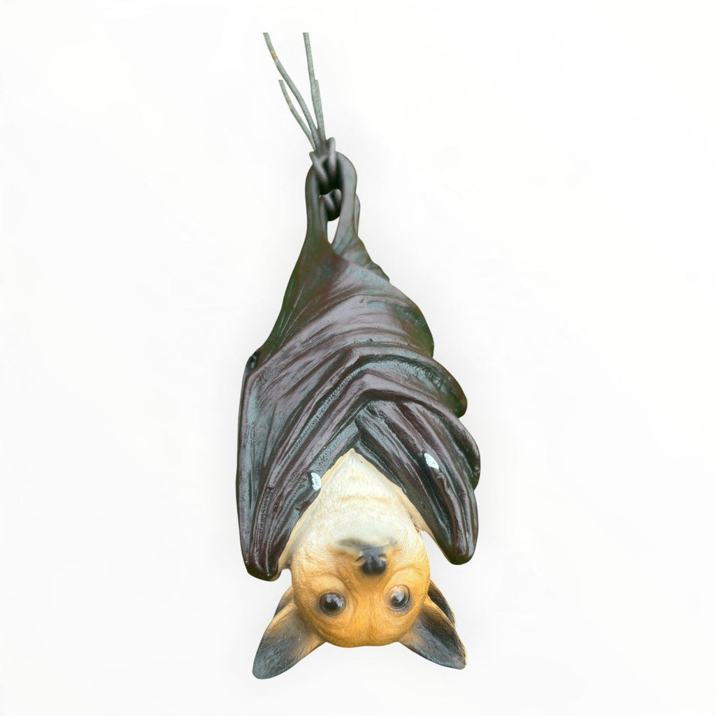 22nice4me Garden Statues resin hanging flying fox bat ornament with brown wings and detailed face for outdoor decor