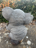 22nice4me Garden Statues resin koala ornament showing detailed grey fur texture from a rear view on a garden stone