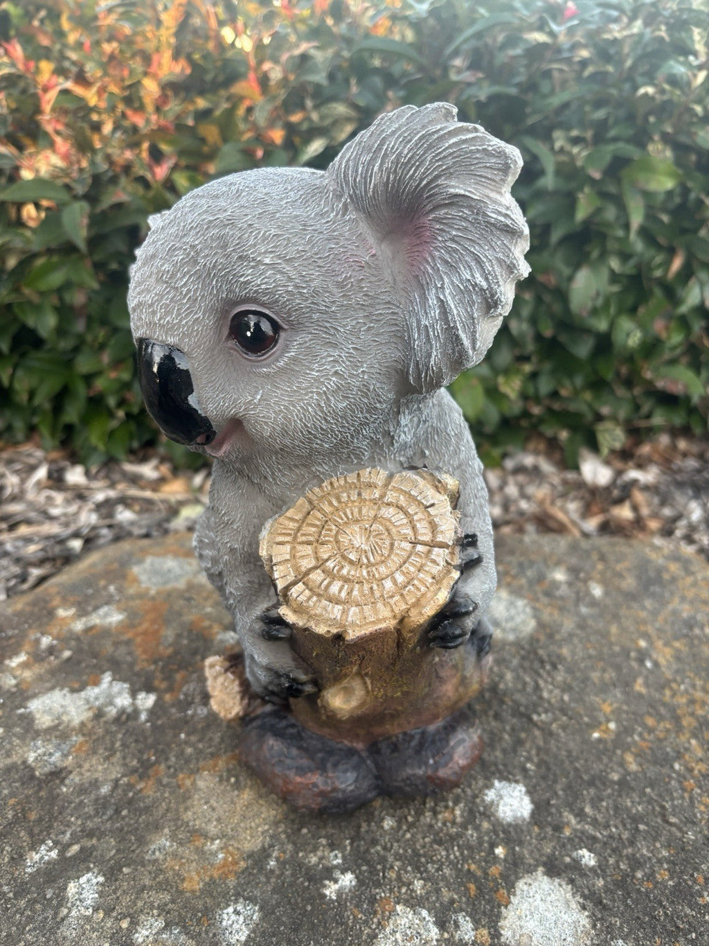 22nice4me Garden Statues grey resin koala ornament holding a tree branch, detailed outdoor wildlife decor