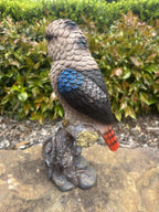 22nice4me Garden Statues resin kookaburra bird ornament with textured feathers, blue wing, and red tail on a stump