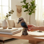 22nice4me Garden Statues resin kookaburra bird ornament with blue wing details perched on a log for wall mounting